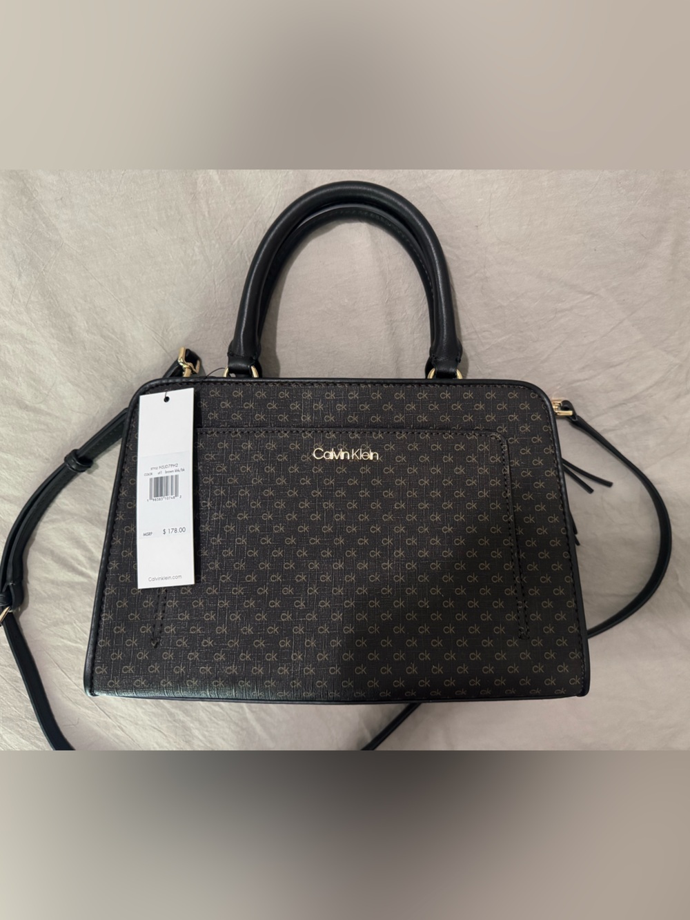 Calvin Klein Black Satchel with Gold Hardware